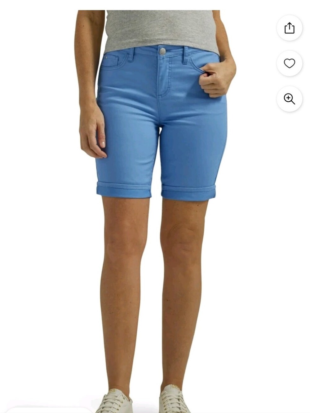 Lee Women's Bermuda Mid Rise Cuffed Shorts In New Blue. New With Tags.